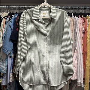 Anthropologie Maeve Olive Striped Blouse